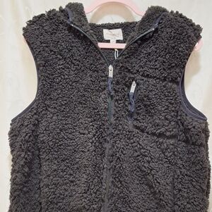 Weatherproof Hooded Black Sherpa Vest